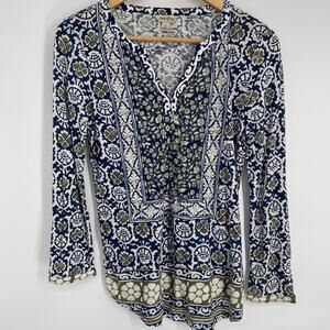 Lucky Brand Top‎ Women’s Small Blue & Green Bohemian Peasant Flowy Feminine